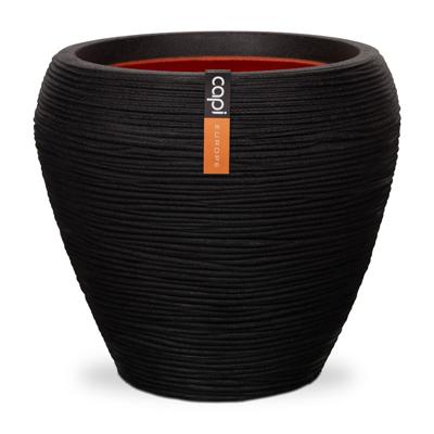 Capi bloempot nature rib taps 42x38 cm zwart kblr362