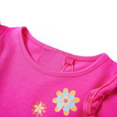 Kindershirt met lange mouwen bloemenprint 104 donkerroze