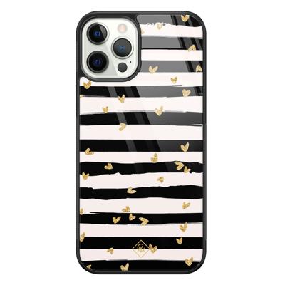 iPhone 12 Pro glazen hardcase - Hart streepjes