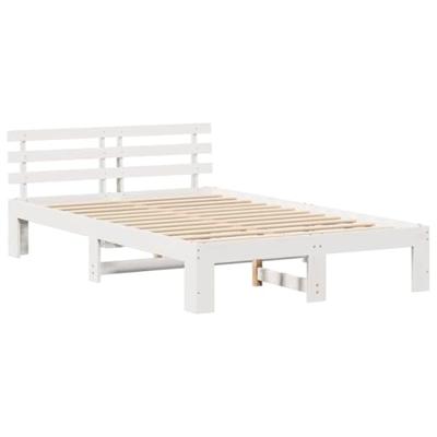 Bedframe met hoofdeinde Wit 135 x 190 cm Massief grenenhout