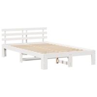 Bedframe met hoofdeinde Wit 135 x 190 cm Massief grenenhout - thumbnail
