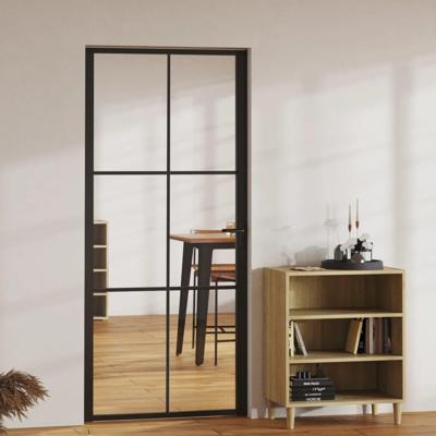 VidaXL Binnendeur 93x201,5 cm esg-glas en aluminium zwart