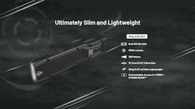 NiteCore EDC25 Zaklamp werkt op Li-ion oplaadbare batterij LED 3000 lm 55 h 104 g