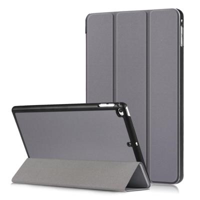 Custer textuur horizontale Flip lederen case voor iPad mini 2019 & Mini 4 met drie-opklapbare houder & slaap/Wake-up functie (grijs)