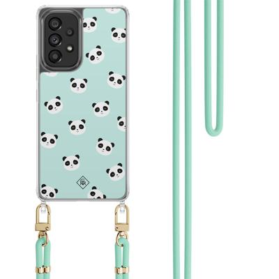Samsung Galaxy A53 hoesje met mint koord - Panda print