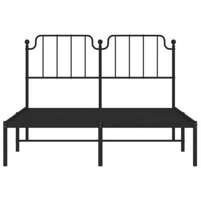 Bedframe met hoofdbord metaal zwart 140x190 cm