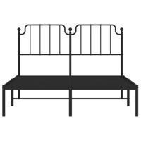 Bedframe met hoofdbord metaal zwart 140x190 cm - thumbnail