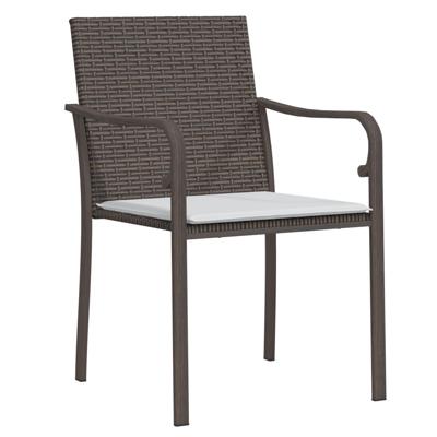 Tuinstoelen 4 st met kussens 56x59x84 cm poly rattan bruin