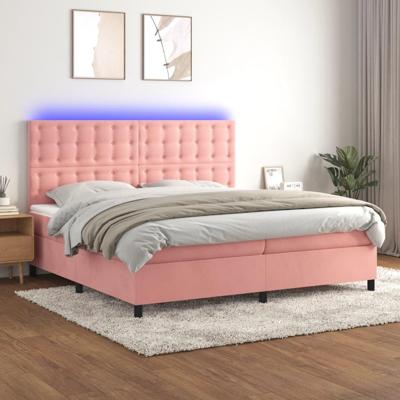Boxspring met matras en LED fluweel roze 200x200 cm