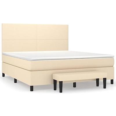 Boxspring met matras stof crèmekleurig 160x200 cm