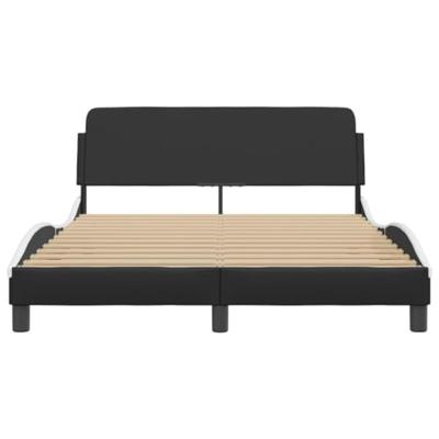 Bedframe met hoofdbord kunstleer zwart en wit 140x200 cm