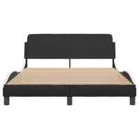 Bedframe met hoofdbord kunstleer zwart en wit 140x200 cm - thumbnail