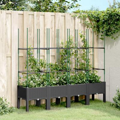 Plantenbak met latwerk 160x40x142,5 cm polypropeen zwart Plantenbak met latwerk 160x40x142,5 cm polypropeen zwart