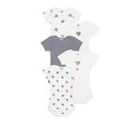 Set van 5 baby-body's met korte mouwen en gestreepte hartjes PETIT BATEAU wit - thumbnail