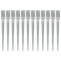 VidaXL Grondpinnen 12 st 7x7x75 cm gegalvaniseerd staal zilverkleurig - thumbnail