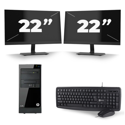 HP Elite 7300 Micro Tower - Intel Core i3-2e Generatie - 8GB RAM - 256GB SSD - Windows 10 + 2x 22 inch Monitor