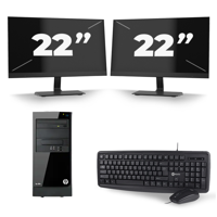 HP Elite 7300 Micro Tower - Intel Core i3-2e Generatie - 8GB RAM - 256GB SSD - Windows 10 + 2x 22 inch Monitor - thumbnail