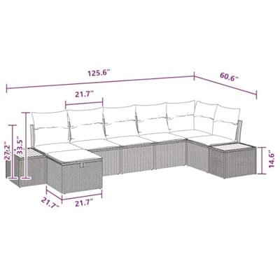 Tuinbankenset met kussen 8 pcs Zwart poly rattan