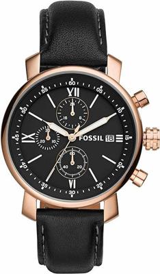 Horlogeband Fossil BQ1008 / RHETT Leder Zwart 20mm