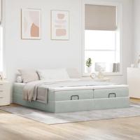 Ottoman bed met matrassen 200x200cm fluweel lichtgrijs - thumbnail