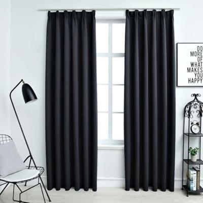 VidaXL Gordijnen verduisterend met haken 2 st 140x175 cm zwart VidaXL Gordijnen verduisterend met haken 2 st 140x175 cm zwart