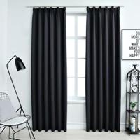 VidaXL Gordijnen verduisterend met haken 2 st 140x175 cm zwart - thumbnail