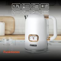 Muse MS-030W - Elektrische waterkoker, 1,7 L, wit/messing - thumbnail