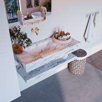 MONDIAZ ALAN-DLUX 100cm planchet Glace. Vrijhangende wastafel CLOUD links zonder kraangat, kleur Glace. - thumbnail