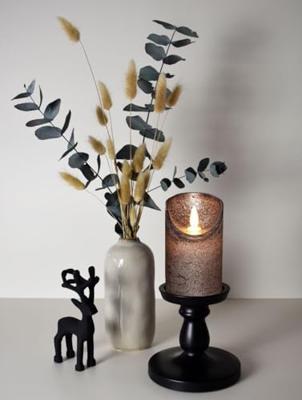 Anna&apos;s Collection LED kaars flame effect rustiek 7.5x15cm brons 1 stuks - thumbnail