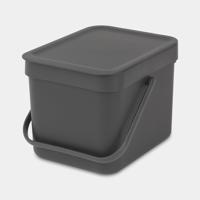 Brabantia Sort & Go afvalemmer 6 liter dark grey - thumbnail