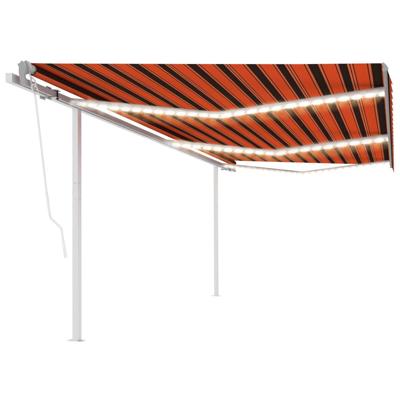 Luifel automatisch met LED en windsensor 6x3 m oranje en bruin