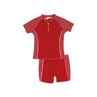Playshoes tweedelige zwemsuit Stippen Rood Wit-122-128 - thumbnail