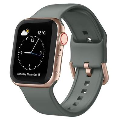 By Qubix - Soft siliconen bandje met gespsluiting - Olijfgroen - Compatible met Apple Watch 38mm / 40mm / 41mm / 42mm - Compatible Apple watch bandjes