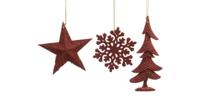 10 stuks! Hanger Kerstbal plastic glitter kerstrood Decoris - Decoris - thumbnail