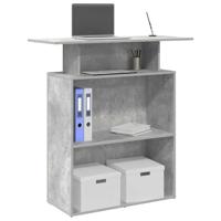 Receptiebalie 100x40x104 cm bewerkt hout betongrijs - thumbnail