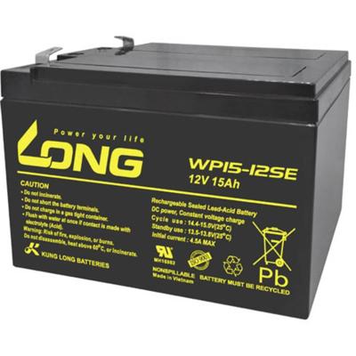 Long WP15-12SE Loodaccu 12 V 15 Ah Loodvlies (AGM) (b x h x d) 151 x 103 x 99 mm Kabelschoen 6.35 mm Cyclusbestendig, Geringe zelfontlading, Onderhoudsvrij Long WP15-12SE Loodaccu 12 V 15 Ah Loodvlies (AGM) (b x h x d) 151 x 103 x 99 mm Kabelschoen 6.35 mm Cyclusbestendig, Geringe zelfontlading, Onderhoudsvrij