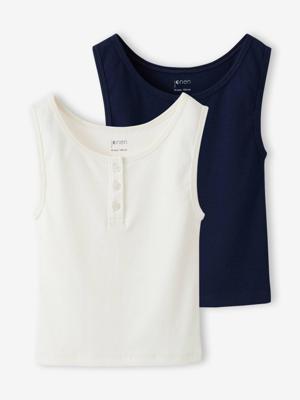 Set van 2 hemdjes voor meisjes JONEN marineblauw