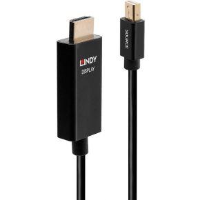 LINDY 40923 DisplayPort-kabel Aansluitkabel Mini DisplayPort-stekker, HDMI-A-stekker 3.00 m Zwart