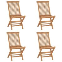Tuinstoelen 4 st inklapbaar massief teakhout - thumbnail