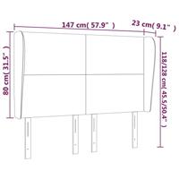 Hoofdbord met randen 147x23x118/128 cm stof taupe - thumbnail