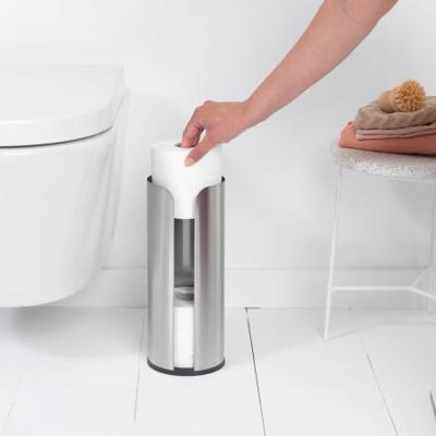 Brabantia ReNew toiletaccessoires, set - toiletborstel met houder, toiletrolhouder en reserverolhouder - Matt Steel