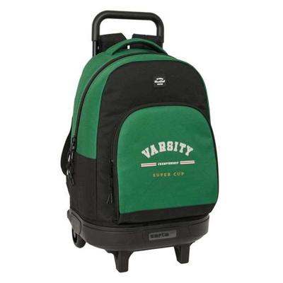 Schoolrugzak met Wielen BlackFit8 Varsity Zwart Groen 33 x 45 x 22 cm