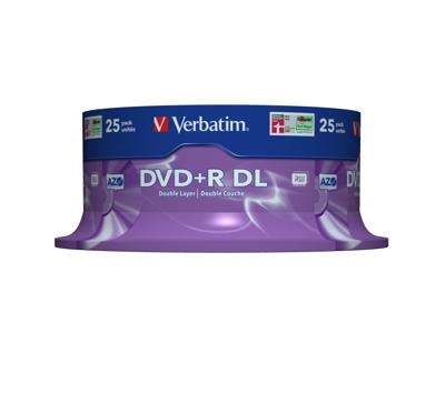 Verbatim DVD + R Double Layer 8,5 GB - 8x brandsnelheid, AZO-technologie, krasbescherming, 25 Pack Spindle