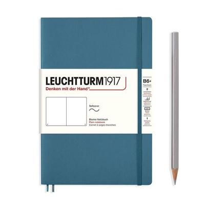 Leuchtturm Stone Blue, Softcover, Paperback (B6+), 123 p., plain