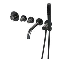 Gunmetal Carving thermostatische inbouw badkraan - SET 01 (met uitloop en staaf handdouche) - thumbnail