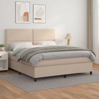 Boxspring met matras kunstleer cappuccinokleurig 200x200 cm - thumbnail
