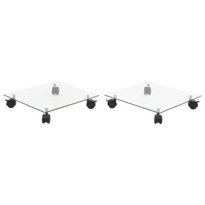 VidaXL Plantenrollers vierkant 35x35 cm gehard glas 2 st