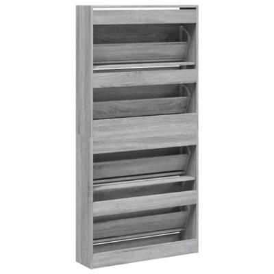 Schoenenkast met 4 klaplades 80x21x163,5 cm grijs sonoma