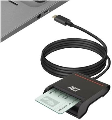 ACT AC6020 USB-C Smartcard eID Card Reader - External - Zwart ACT AC6020 USB-C Smartcard eID Card Reader - External - Zwart
