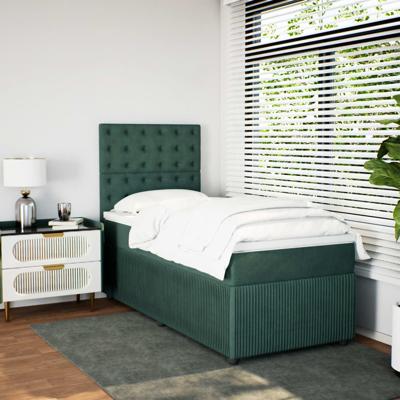 Boxspring met matras fluweel donkergroen 200x200 cm - thumbnail